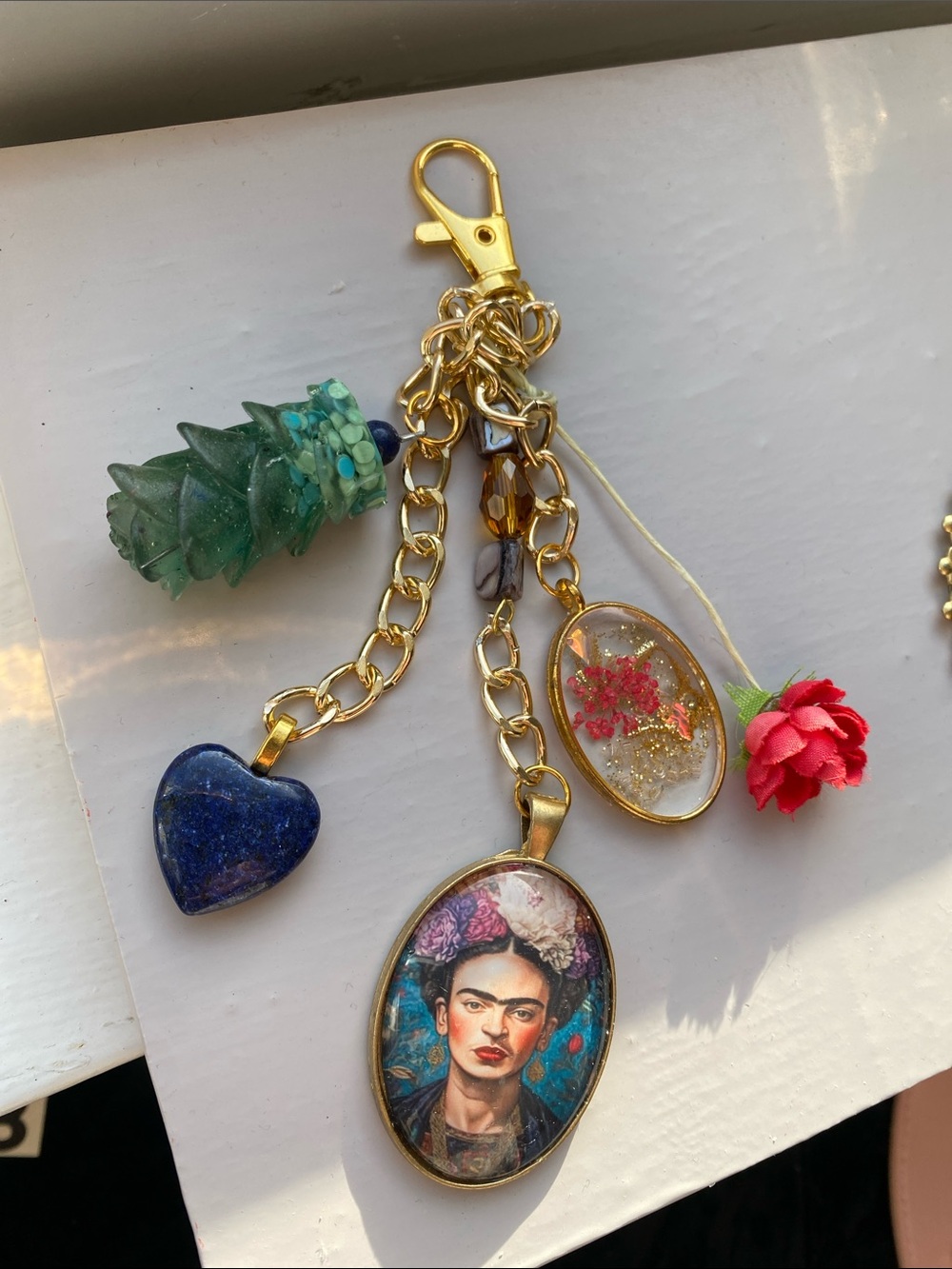 Frida Kahlo Bag Charm Key Ring Unique Mexican Art Purse Charm for Handbag Coach - Picture 4 of 7